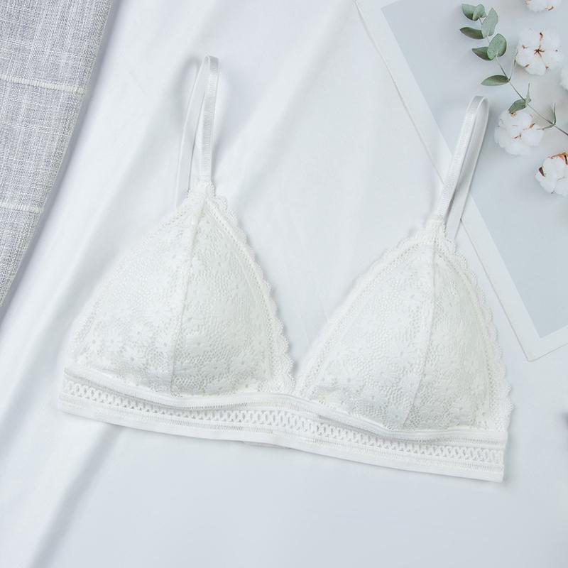 Product Introduction of Women Lace No Steel Ring Bra Beauty Back Wrapped Chest Comfortable Brassiere Stretch Thin Triangle Cup Padded Underwear New 8
