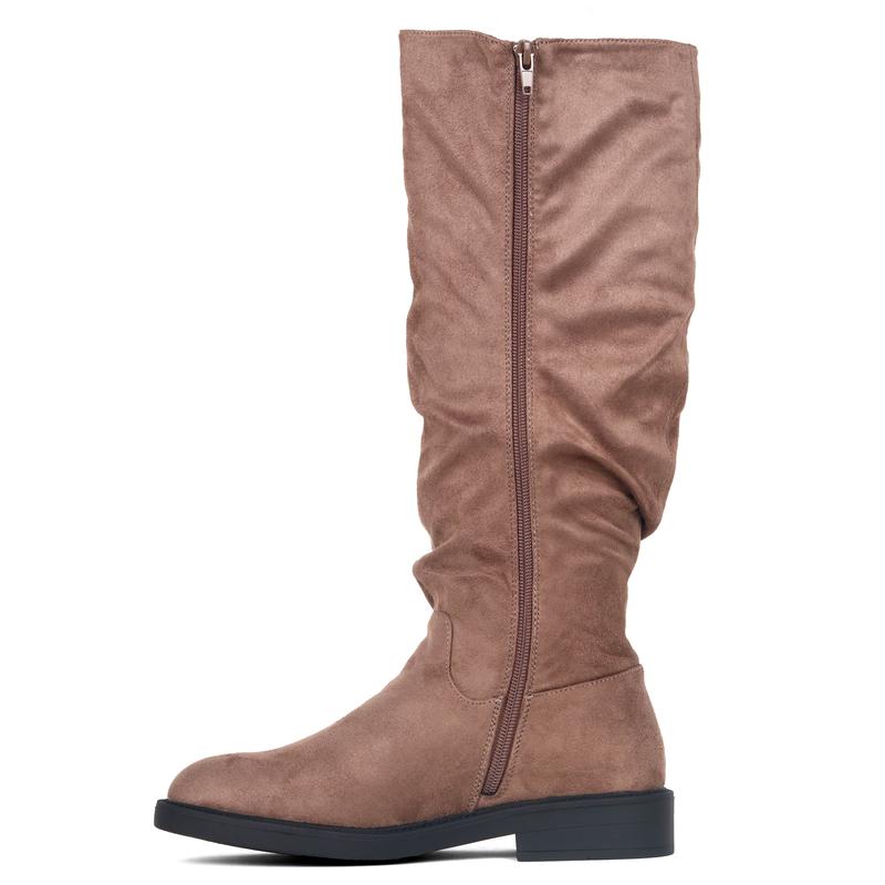 Product Introduction of SHUMOKO Women Chunky Ankle Boots  with Zip Women Knee High Boots Flat with Round Toe Women Full Zip Pull-on Boots with Flat Heel 3CM Women Black Brown Boots on youger trend Girl Walking Shoes Comfort Onyx Footwear Shoe Women Magic Stretch Boots 11