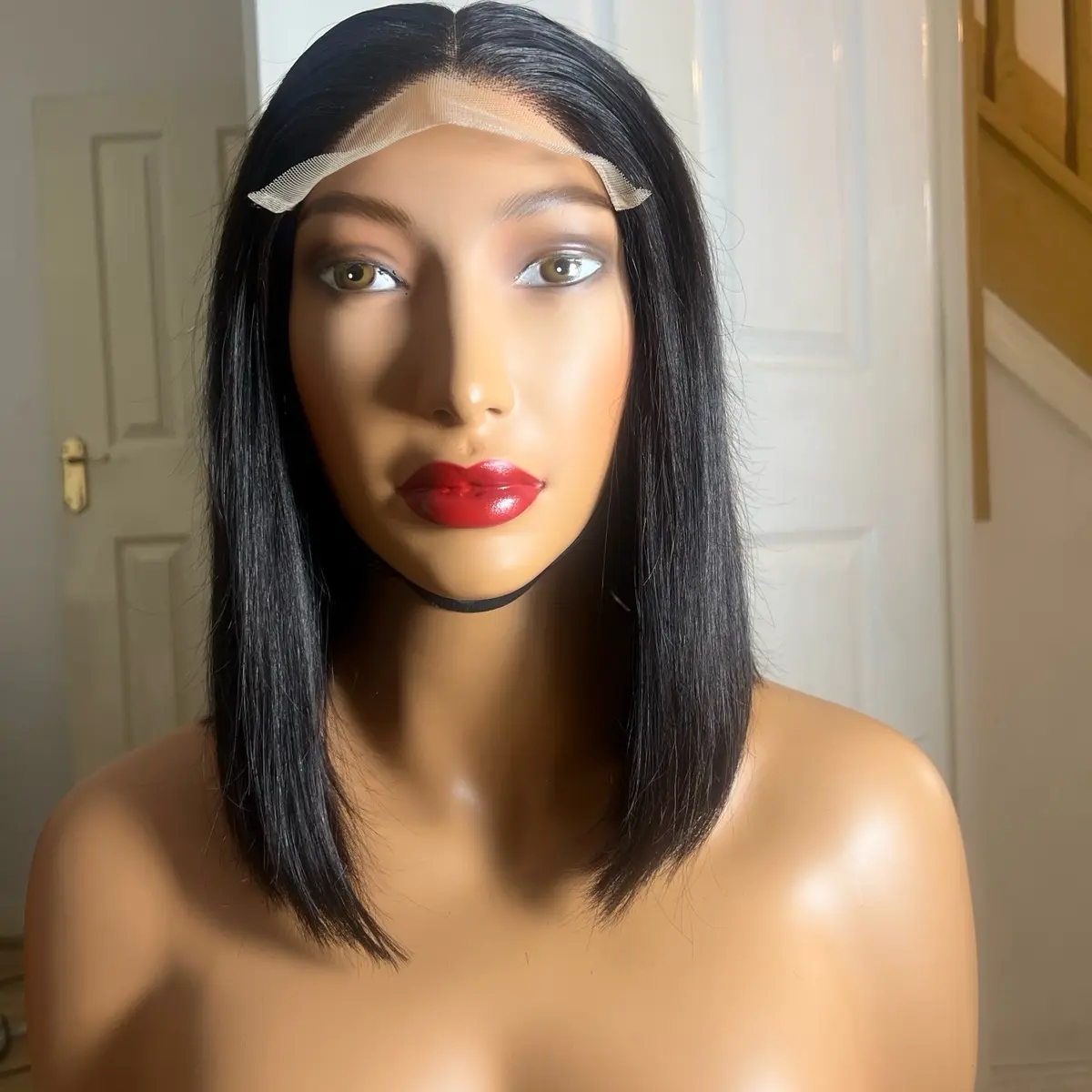 Double drawn human hair straight bob wig