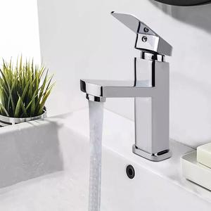 Bathroom Mixer Taps Basin Tap Chrome Mono Square Modern Sink Faucet + Waste