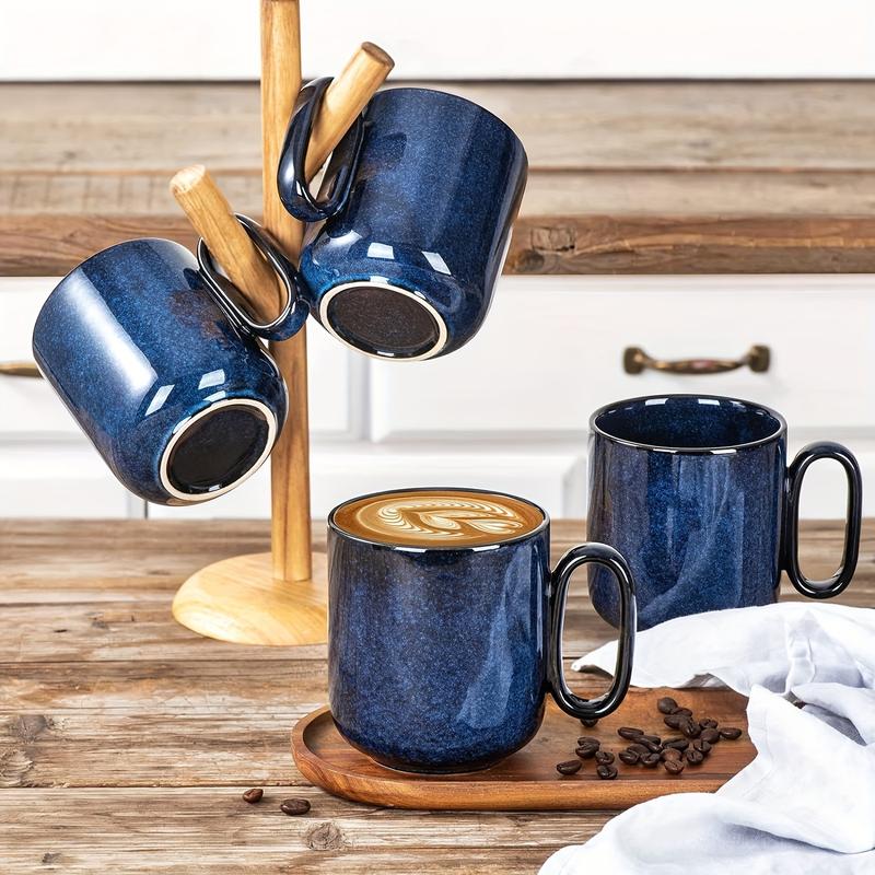 Product Introduction of Vicrays Ceramic Coffee Mug Set - 18 Ounce Large Stoneware Mug For Men Women - Unique Glazed Porcelain Mugs With Handle For Coffee Latte Tea Milk Cocoa - Set Of 4 (Blue) 4