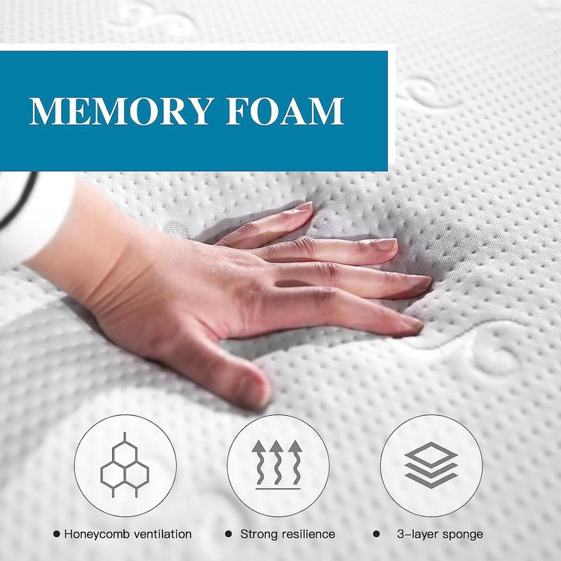 Mattress 6.29 inch/16 cm Memory Foam with Anti Mite Breathable Knitted Removable Zipper Cover Medium Soft 4