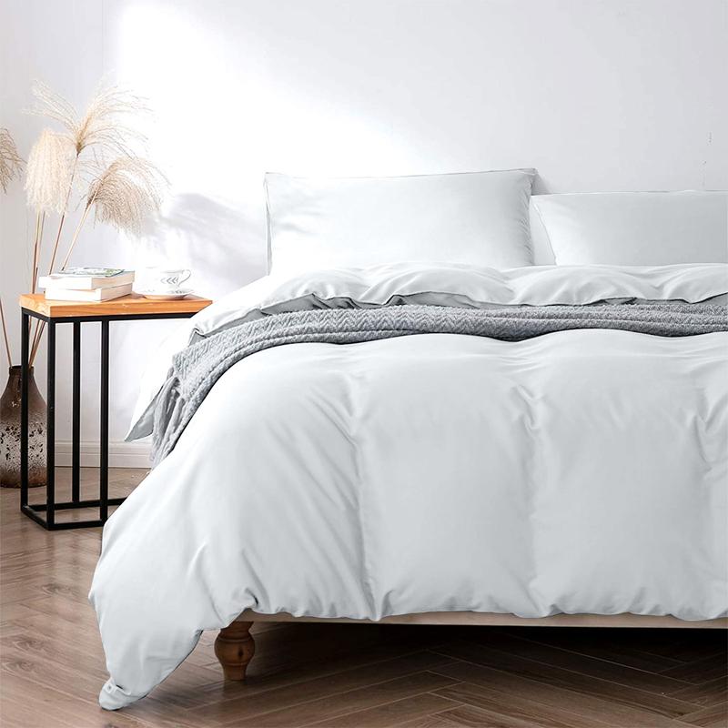 Luxurious 3-Piece Plain Dyed Microfiber Duvet Cover Set with 2 Pillowcases Poppers Closure Soft Breathable Luxury Microfiber Dyed Duvet Cover Sets  in Solid Colors - Single, Double, King, Super King 3
