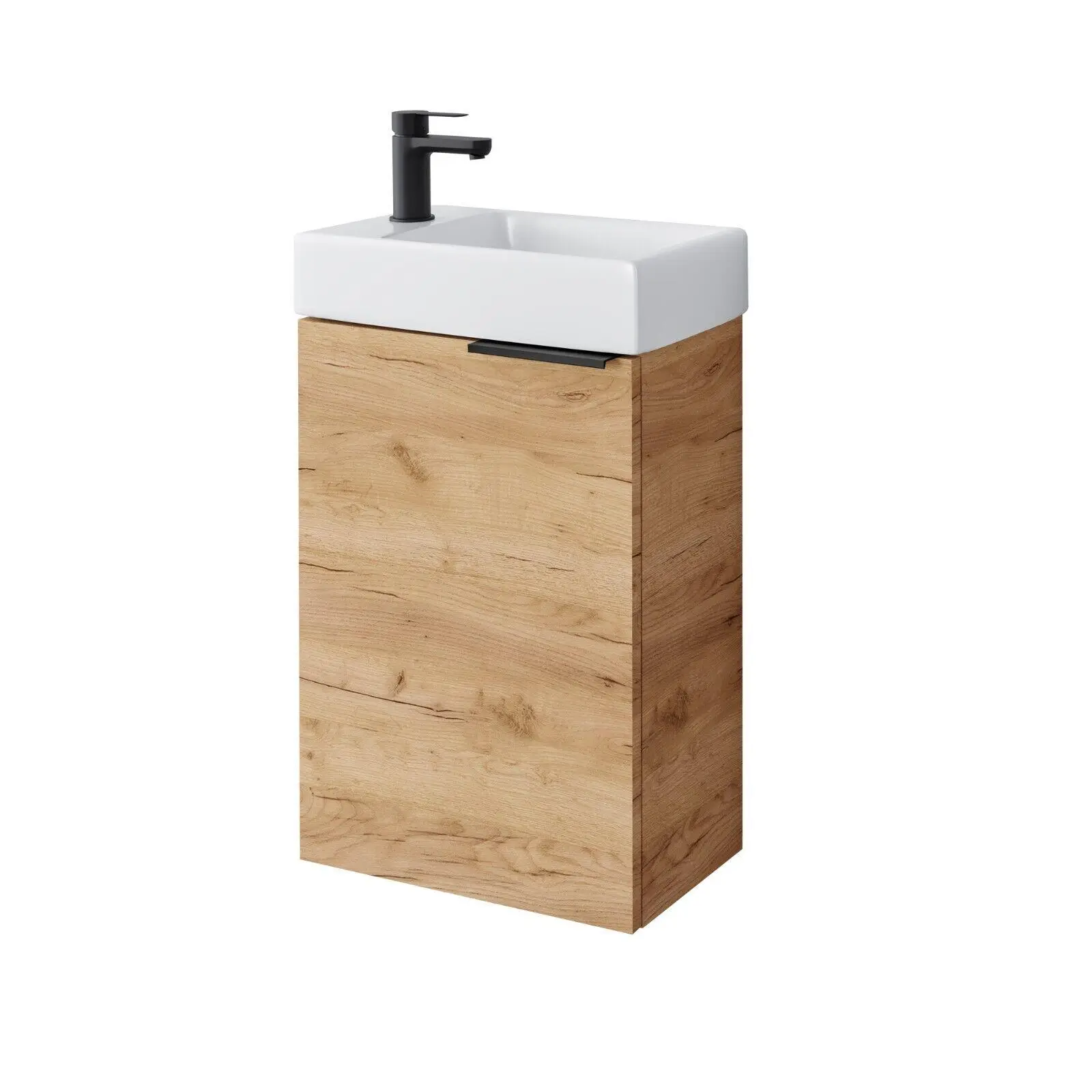 Bathroom Cabinets Set 400mm Vanity Unit Basin Wall Mirror Oak Effect Small Avir