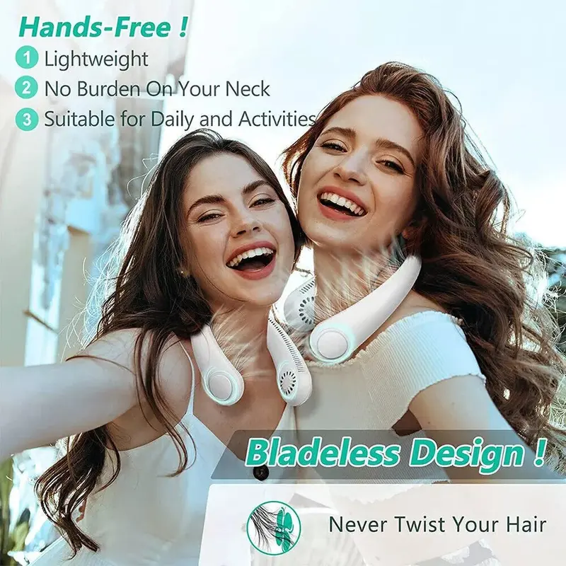 6000mAh Portable Neck Fan Hands Free 3 Speeds Hanging Neck Fan Rechargeable UK 3