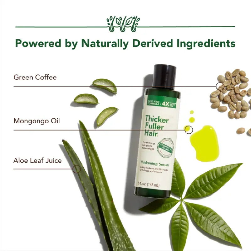 Thicker Fuller Hair Thickening Serum for All Hair Types, with Mongongo Oil and Green Coffee, 5 fl oz 3