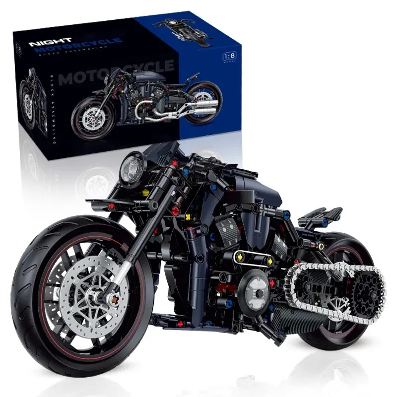 New 1:8 Night Racer Motorbike Building Blocks Sets MOC Bricks Motorcycle Model C