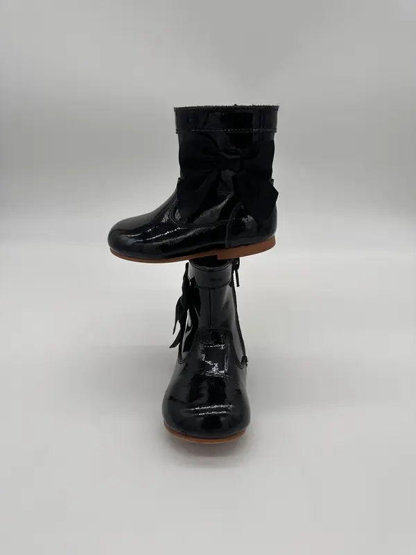 MARION Black Bow Kids Leather Boots 3