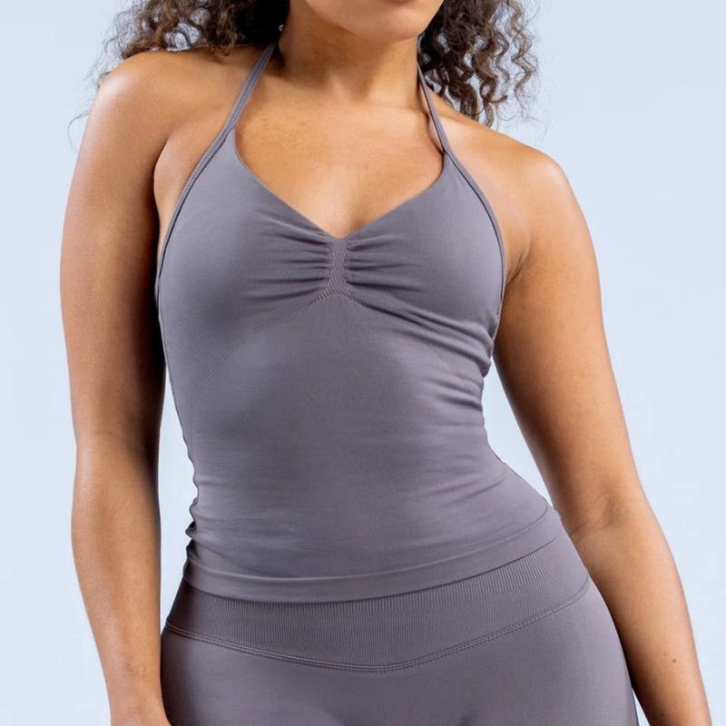 Yoga Vest Women's Fitness Tank Top Gym Beautiful Open Back Bra Running Workout Halter NCLAGEN Impact Longline Strappy Top Sports 2
