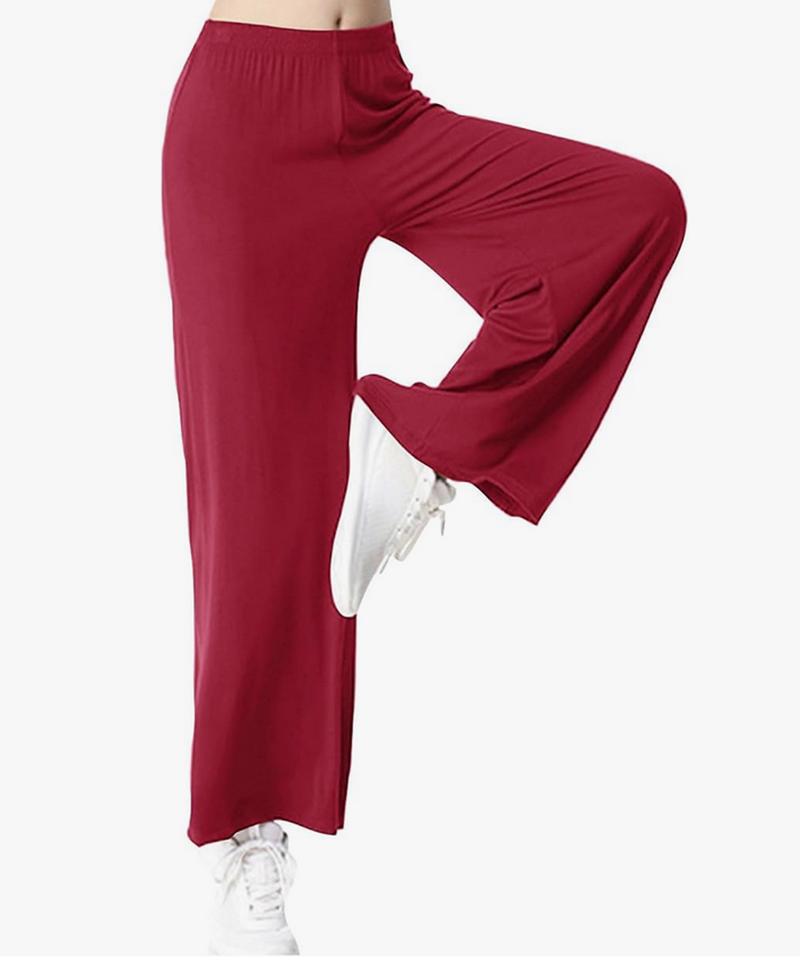 Product Introduction of Fashion luva Women Wide Leg Trousers Elastic High Waist Palazzo Plus Size Pants Ladies Casual Tummy Control Flared Yoga Pants Solid Stretchy Loose Bell Bottoms Sports Fitness Workout Office Bootcut Pants Womenswear Underwear Comfort Basic 13