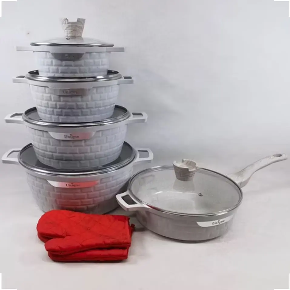 5 Piece Cooking Soup Aluminum Pots and Pans Non Stick Die-Casting Cookware
