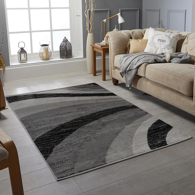 Black & grey Rug Large Area Rugs  Room Carpet Long Hallway Runner Floor Mat  Modern Design. Rugs 3