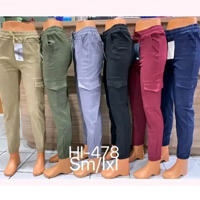 New Ladies Strachy Cargo Combat Magic Trousers Elasticated waist Elasticated Hem Bottom Comfort Stretchy Pants