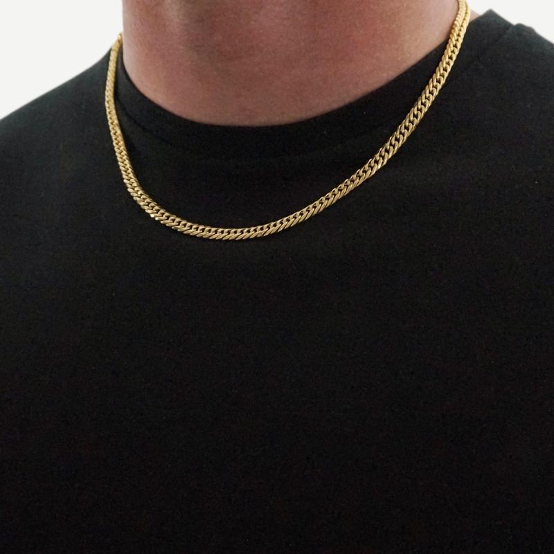 Casainte Necklace 4mm Cuban Chain Gold 1