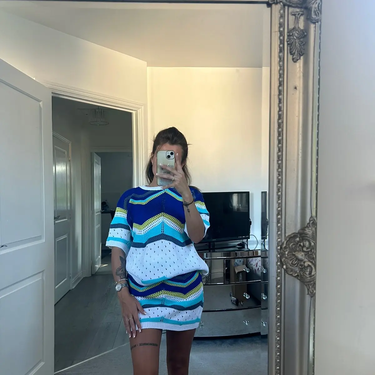 Zig Zag Knitted Skirt Co-Ord - Royal Blue