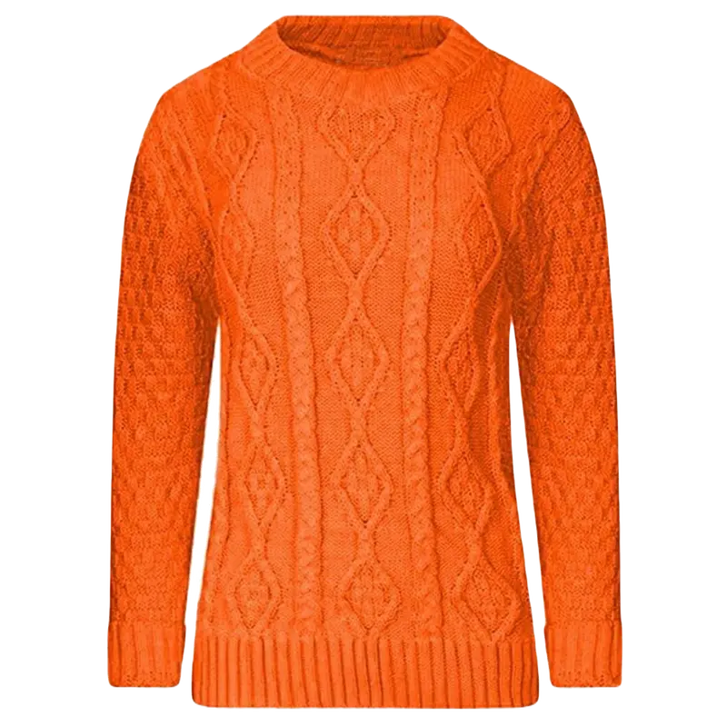 Women’s Jumpers Cable Knit Long Sleeve Jumper Chunky Knitted Winter Sweater Ladies Crew Neck Pullover Jersey Top Size UK 8-26 Knitwear Casual Comfortable Womenswear Fit Essential long  sleeve Jeans Medium Simple Slim Basic Crewneck 3