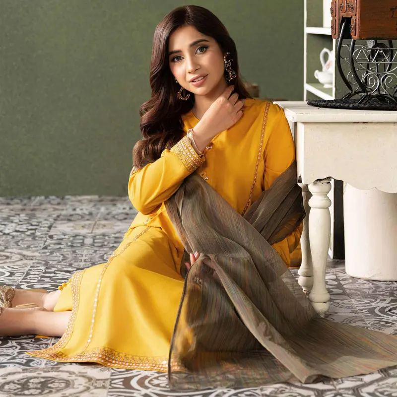 Outfit Of The Day Collection By Asim Jofa | Ajod-31| - 3 Piece Ready To Wear Cotton Embroidered Kameez With Dupatta Dress Fabric 2