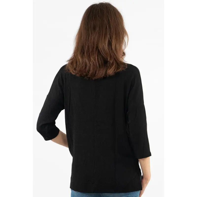 Black Glitter 3/4 Sleeve Top 2