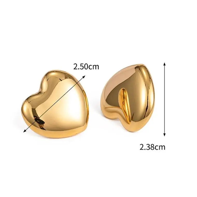 18K Gold-Plated Stainless Steel Heart Earrings