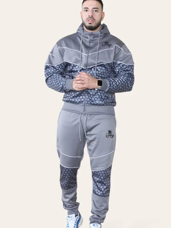 New Men's 2 Piece Logo Printed Running Jogging Hooded Tracksuit 5