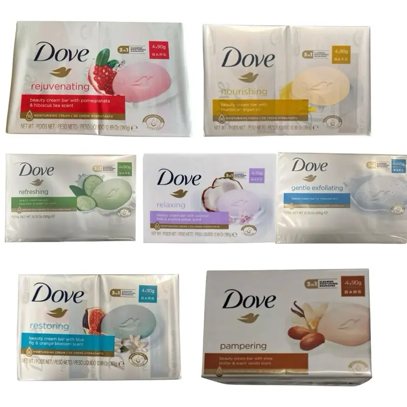Dove Soap Bar Bars Pomegranate Cucumber & Green Tea Argan Shea Butter & Vanilla Coconut & Jasmine Flower Blue Fig - ASSORTMENT - 1 Pack of 4