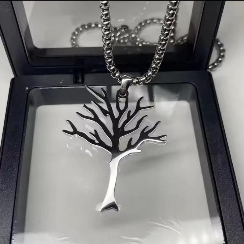 New Hip-Hop Style Stainless Steel Tree of Life Pendant Necklace for Men and Women - Poison Tree Design 1
