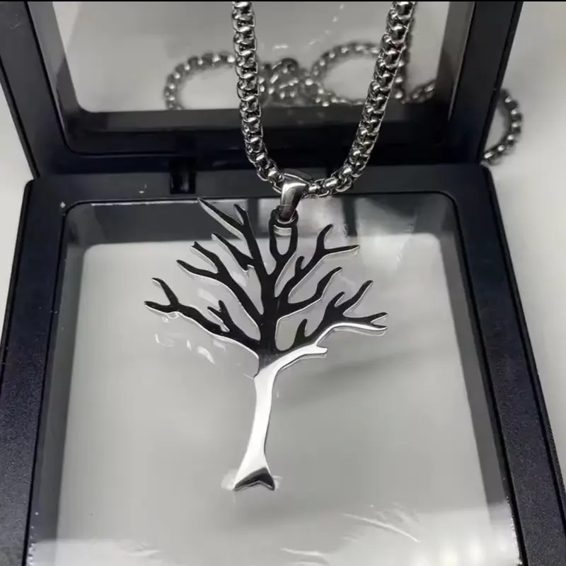 New Hip-Hop Style Stainless Steel Tree of Life Pendant Necklace for Men and Women - Poison Tree Design 1