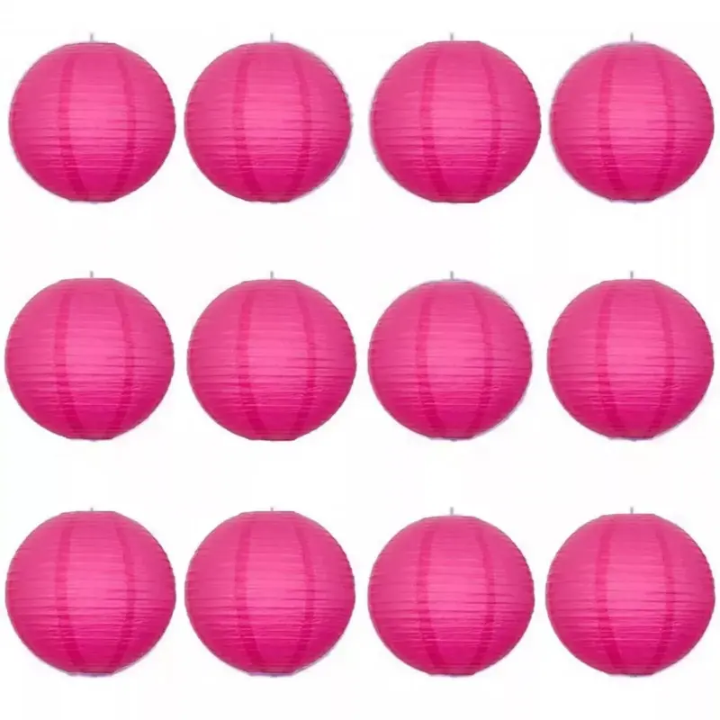 A Liittle Tree- 12PCs HOT PINK Mix Size Paper Lantern Lanterns Lampshade Birthday Wedding Party Decor 3