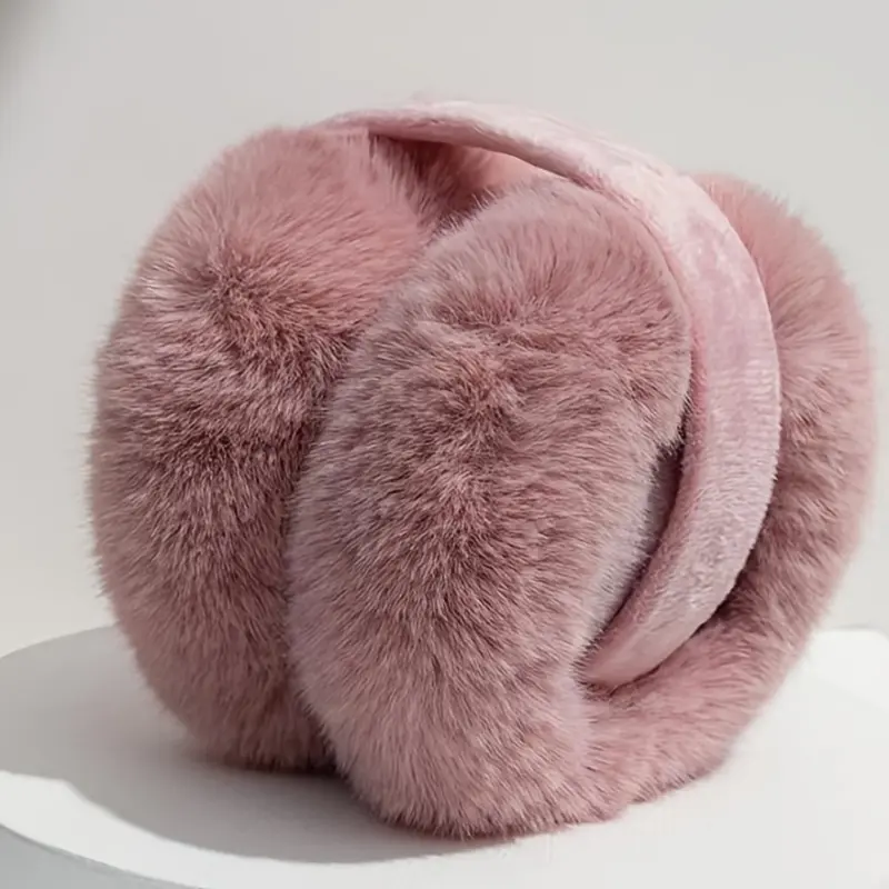 Winter Warm Foldable Earmuffs Solid Color Thick Ear Warmer Coldproof Stretchable Plush Earmuffs For Women & Men 3