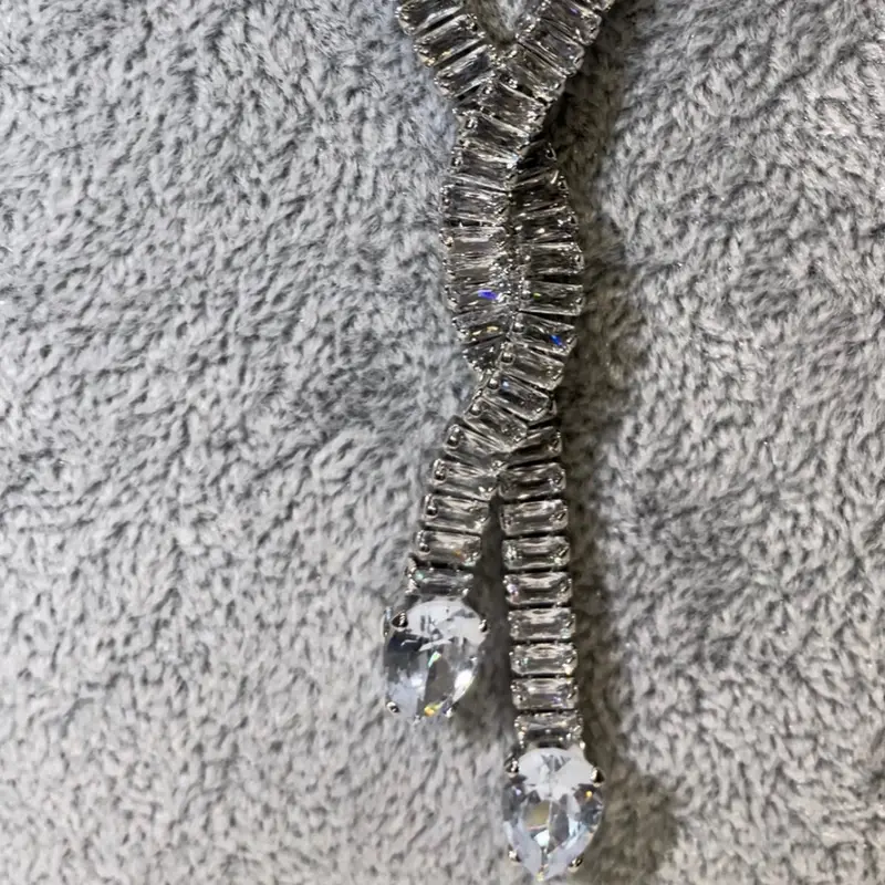 zirconia silver necklace and earring set Engagement 2
