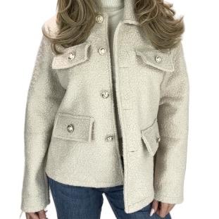 Olivia Teddy Bear Gold Button Jacket, Cozy and Cute - Womenswear fashion coat 5