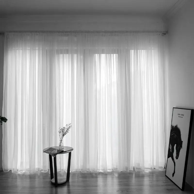 AceHome Sheer Voile Window Curtain Panel Sheer Curtains Net Curtains Privacy Protected Rod Pocket Window Curtains White 3