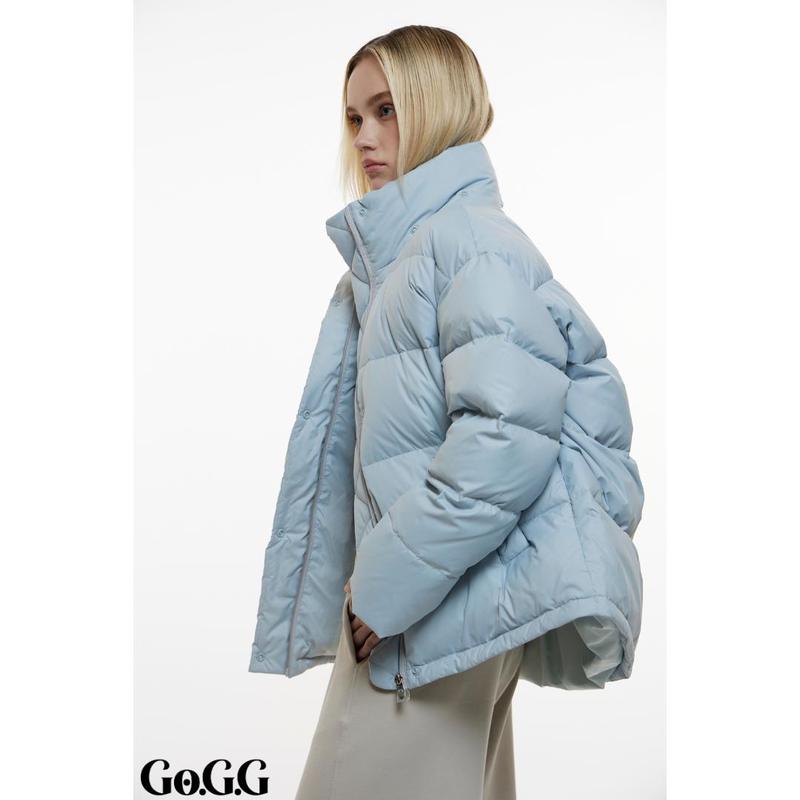 Go.G.G Women's Winter Basic Warm Fitted Button Puffer Jacket, Puffer Coat with Removable Hood Zip 4