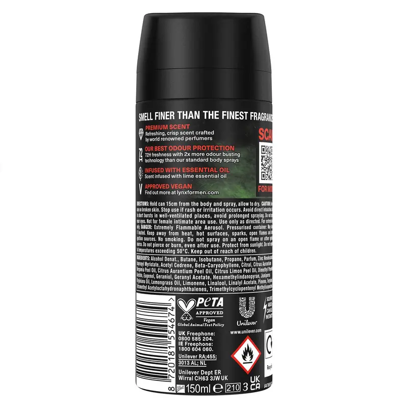 Lynx Men Deodorant Watermelon Freeze with 72Hrs Freshness 150ml, 6 Pack 4