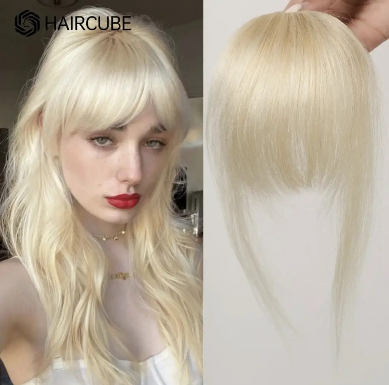 100% Human Hair Clip in Fringe