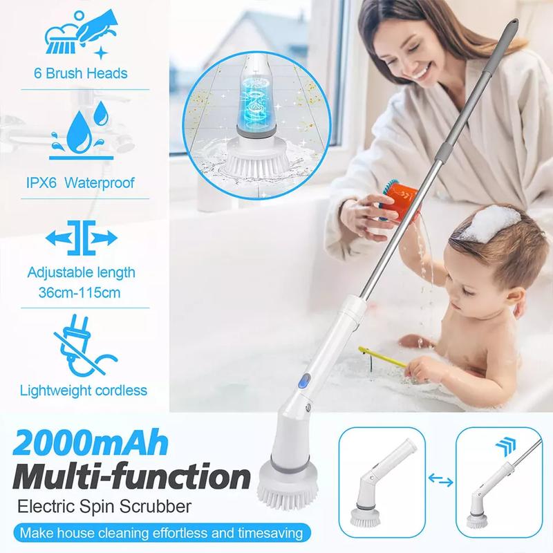 Electric Cordless Spin Scrubber Adjustable Cleaning Brush Powerful Turbo Scrub 5