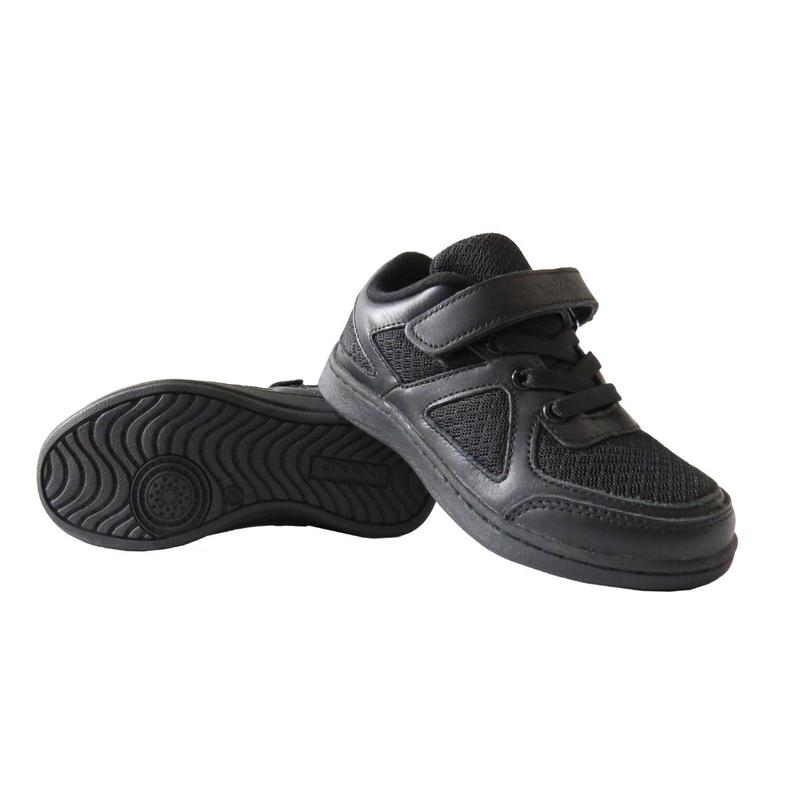 Boy School Shoe Kids Children's Touch Strap Comfortable Leather Black Sports Gym PE Sneakers Trainers 8