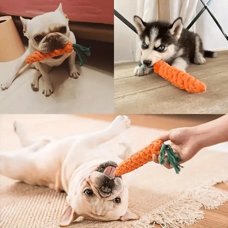 Interactive Dog Chew Toy for Small Breeds - Durable Carrot-Shaped Fabric Tug of War Rope Toy with Tassel for Teeth Grinding and Play, Suitable for Aggressive Chewers 5