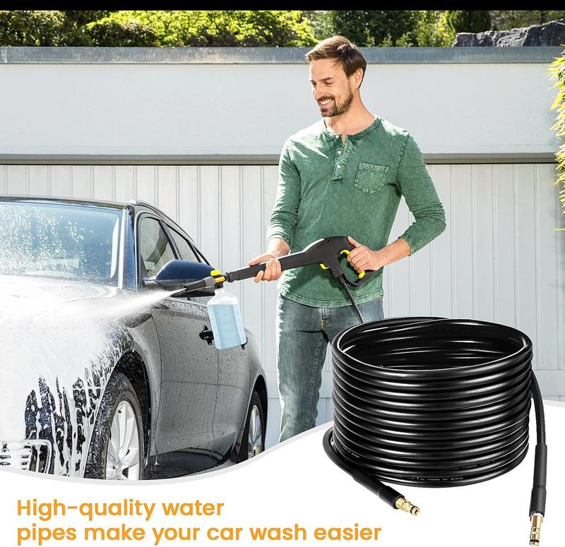 GoDyna 15m Pressure Washer Hose High Pressure Hose for Karcher K Series Pressure Washer K2 K3 K4 K5 K7 Click Type Plug Quick Karcher Hose Connector 6