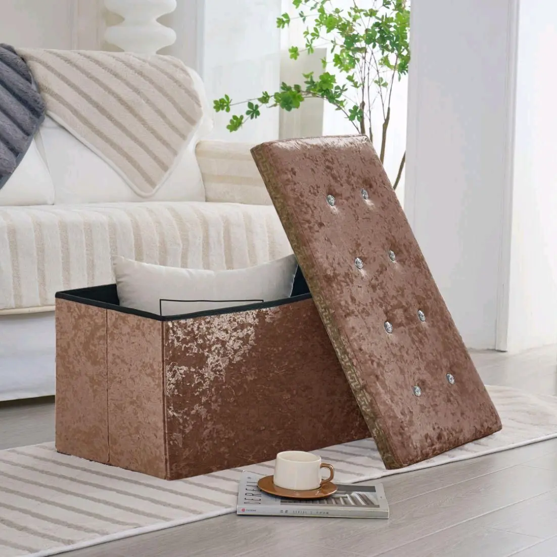 GREEKY DESIGN OTTOMAN STORAGE BOXES 76X38X38CM Organiser