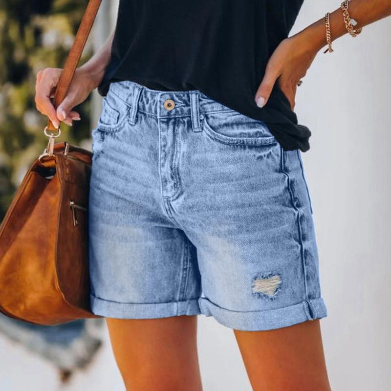 Product Introduction of 2024 Summer Denim Shorts Women Clothing Casual Loose Elastic High Waist Wide Leg Straight Plus Size Short Jeans Streetwear 197