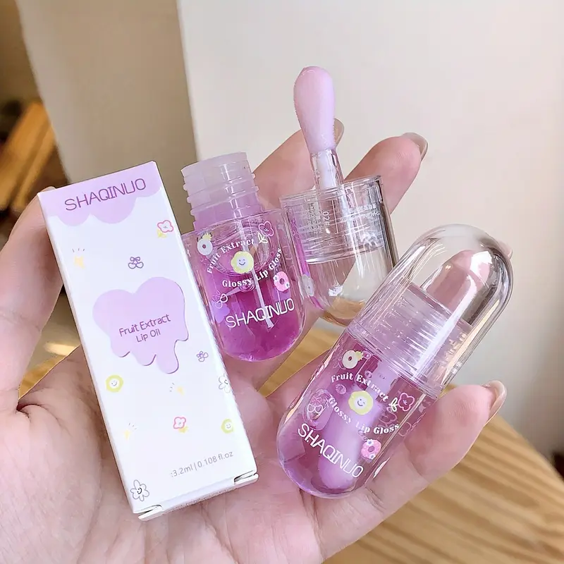 New Style 1pc Hydrating Fruit-Infused Lip Oil - Jelly Lip Gloss with Shimmer Finish, Lightens Fine Lines, for All Skin Types Valentine's Day Gift, Birthday Gift 3