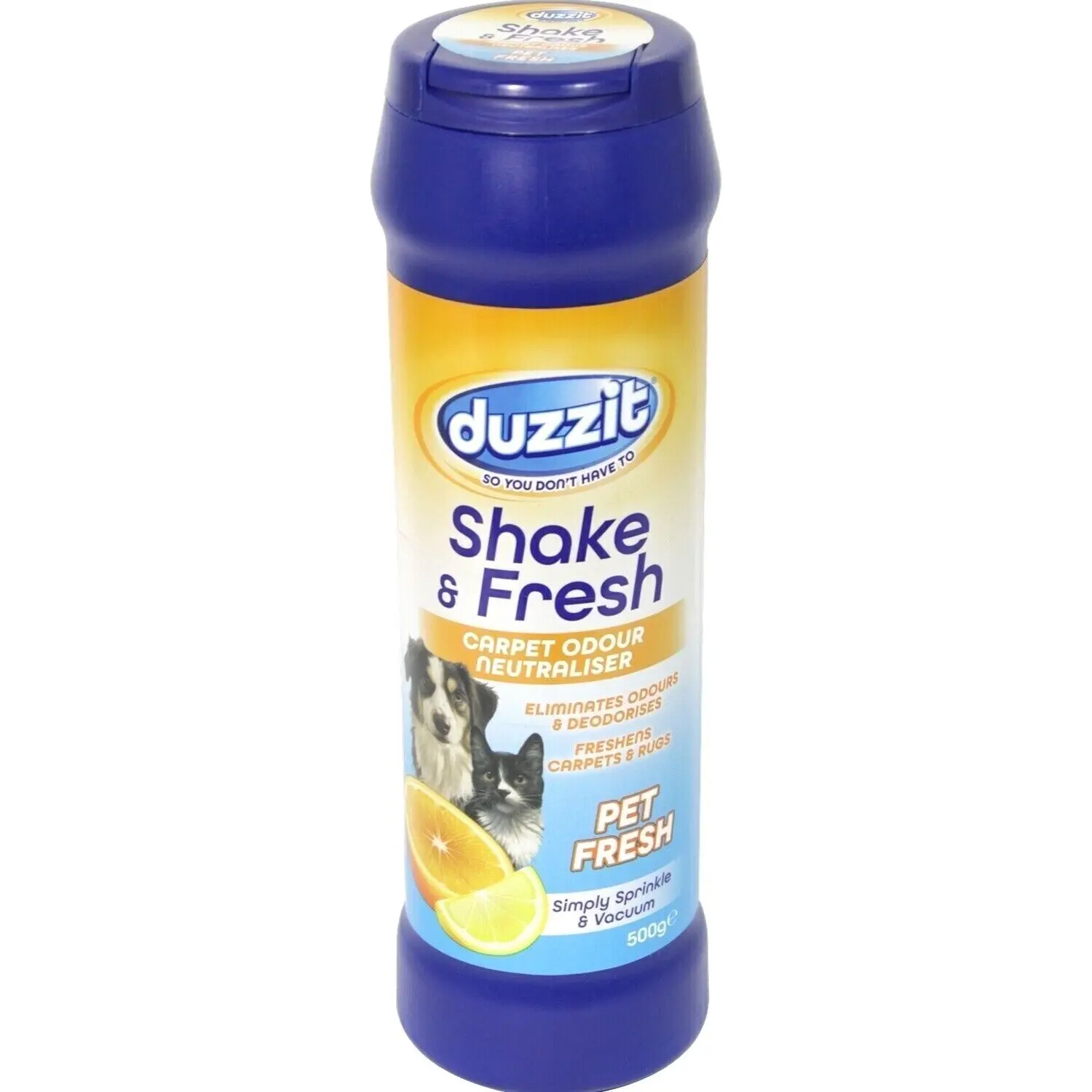 Duzzit Shake & Fresh Carpet Odour Neutraliser Pet Fresh Orange 500g