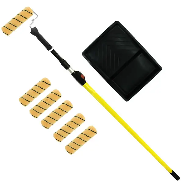 Lynwood Apex Painting Set 6 Sleeve Roller Set With Extension Pole & Paint Tray Emulsion Wall & Ceiling Paint