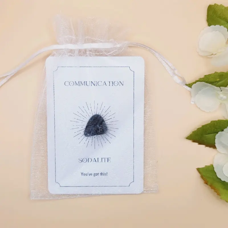 Sodalite For Communication Crystal Card with Bag Genuine Crystals 3