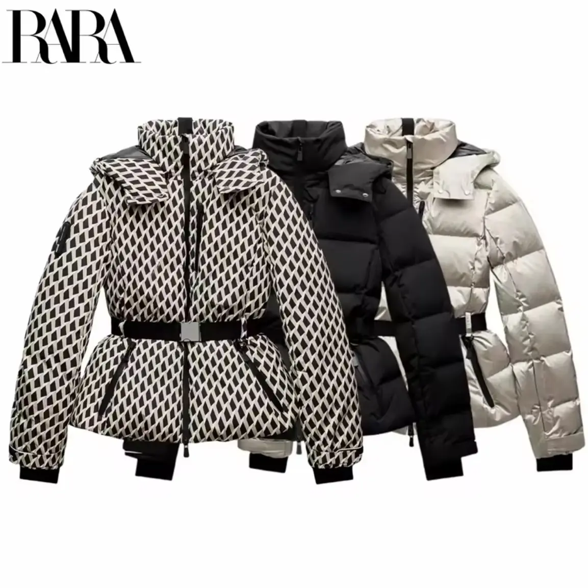 New Fashion Hooded Down Jackets Coats - Windproof With Waist Belt Womenswear Winter Outerwear fit womens jacket trending coat snow fleece school run women quilted plain casual