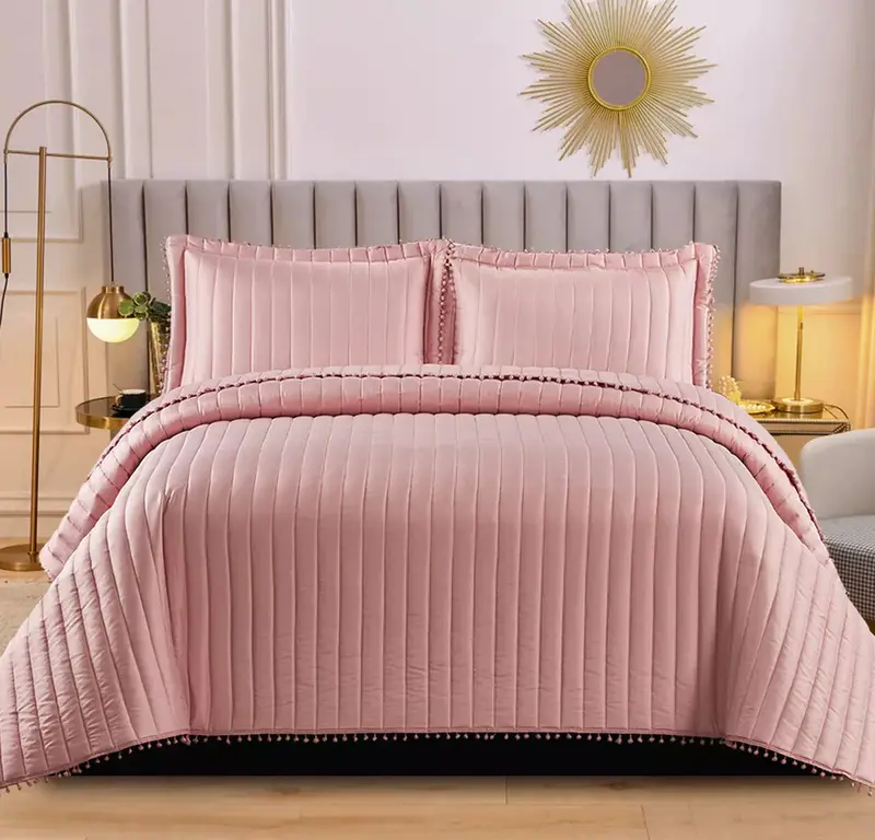Embossed Quilted Bedspread Bed Throw Comforter Single Double King Size Bedding 3