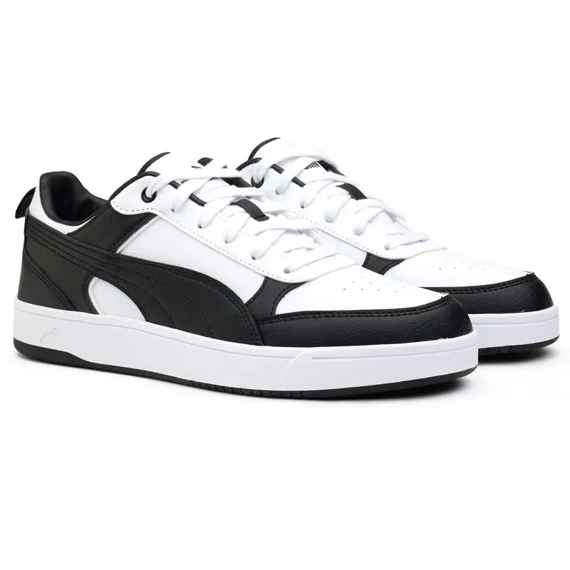 Puma Dribble Trainers - White/Black Synthetic Court Trainers 1