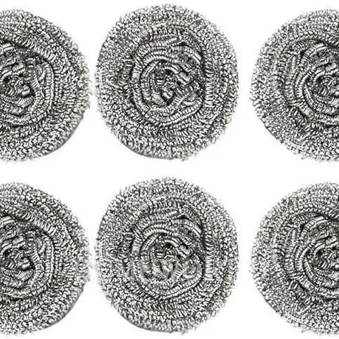 Stainless Steel Scourers, Steel Wool scrubbers Scouring Kitchen for Cleaning Non-Stick Metal Sponge Pan, 6 and 12 Pack 6