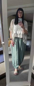 Product Review of LaDeDa Boutique Harriet Harem Plain Pants, One Size 10-18 With Elasticated Waistband, Summer Wear, Summer Daily Fashions, Women's Causal from S**e 0